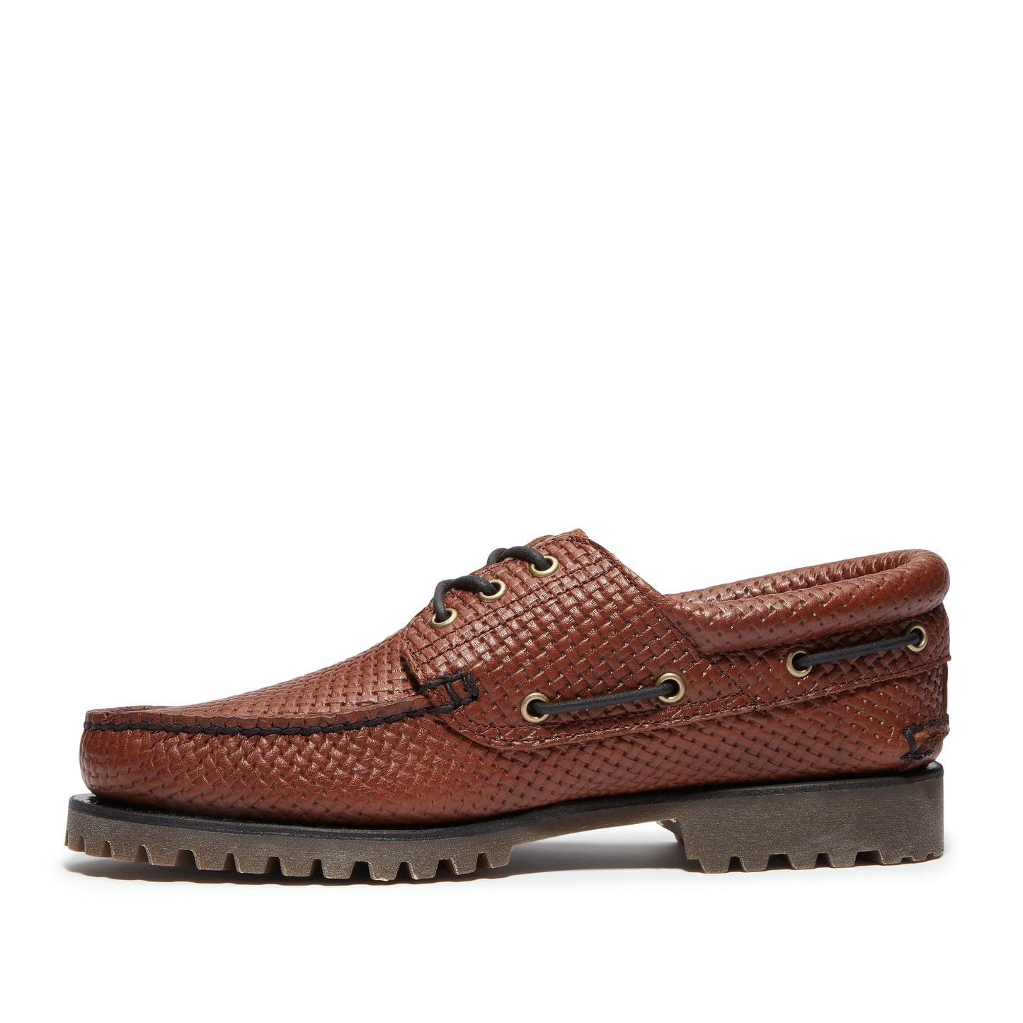 AUTH BOAT SHOE MEDIUM BROWN FULL GRAIN