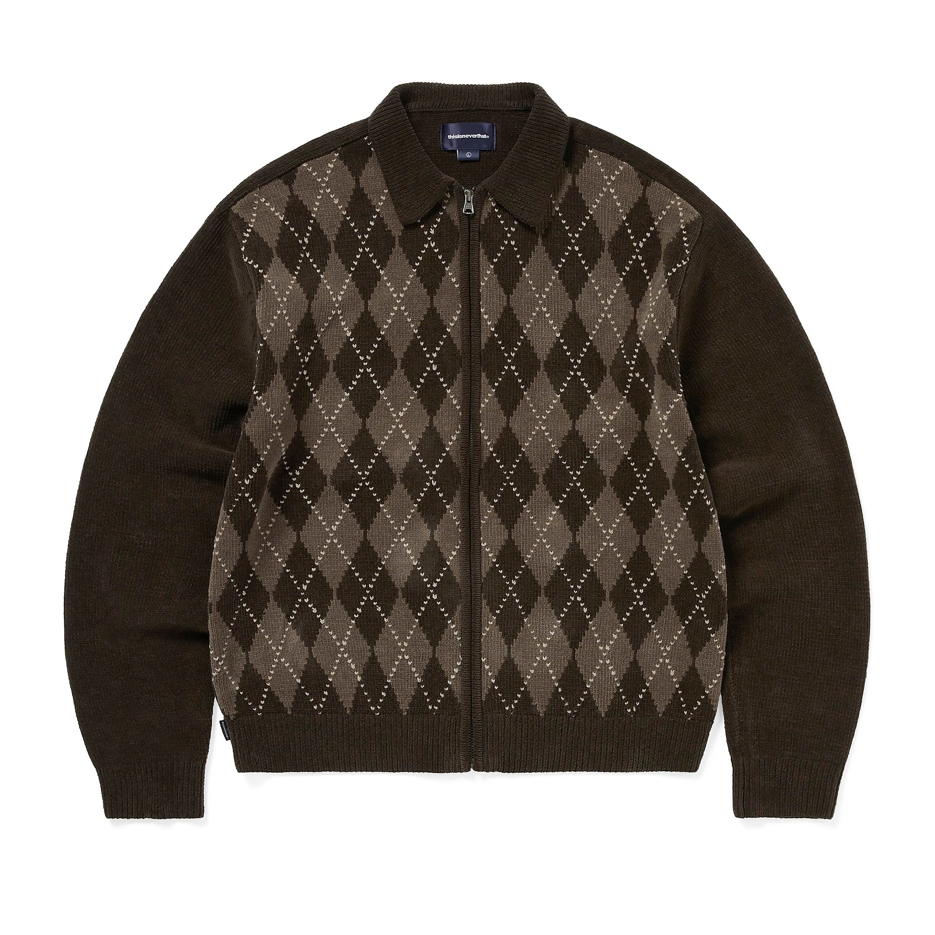 Argyle Zip Knit Cardigan – Lagune