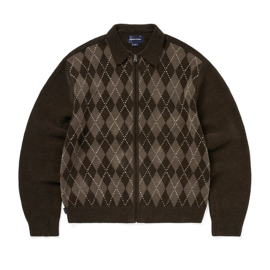 Argyle Zip Knit Cardigan