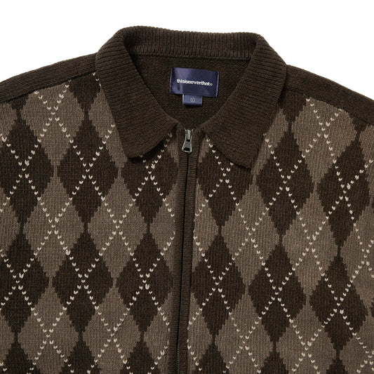 Argyle Zip Knit Cardigan