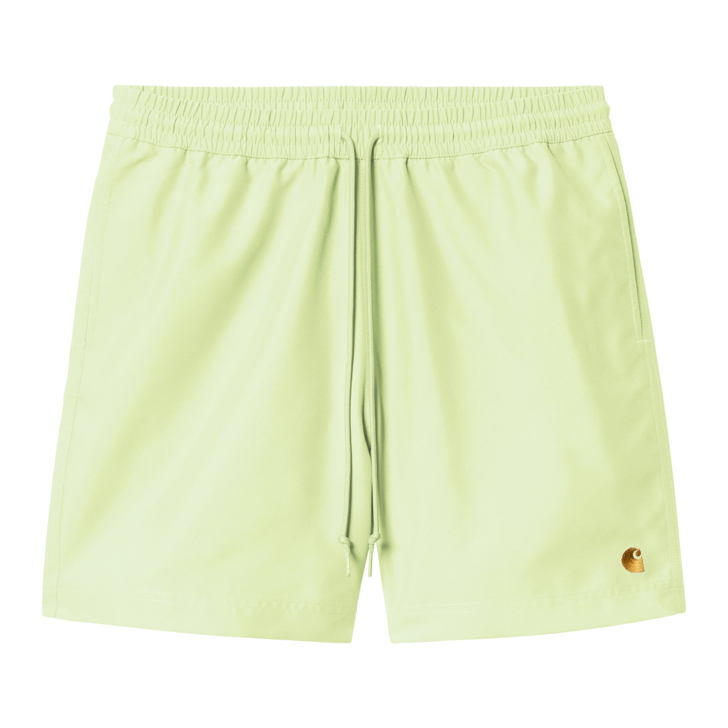 Svømmeshorts i lime-grøn med elastisk talje og guldbroderet C-logo