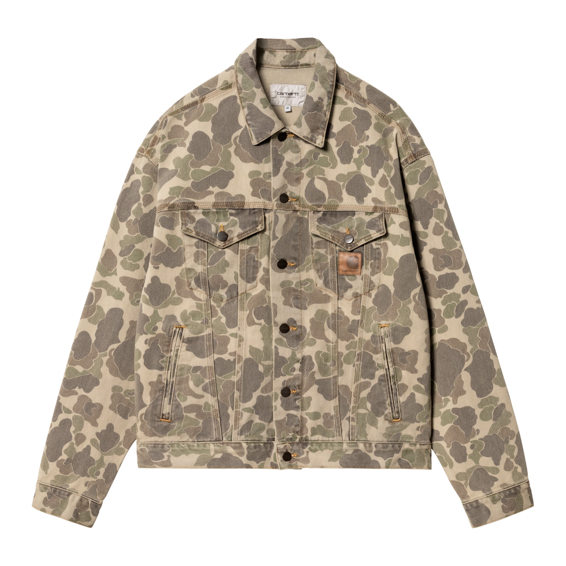 Carhartt WIP - Duck Helston Jacket - DUCK, BLACK BLEACHED / Grøn||Camouflage - Jakker