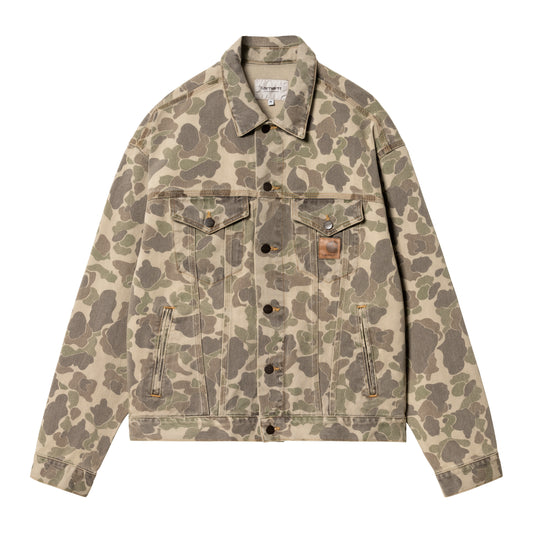 Carhartt WIP - Duck Helston Jacket - DUCK, BLACK BLEACHED / Grøn||Camouflage - Jakker