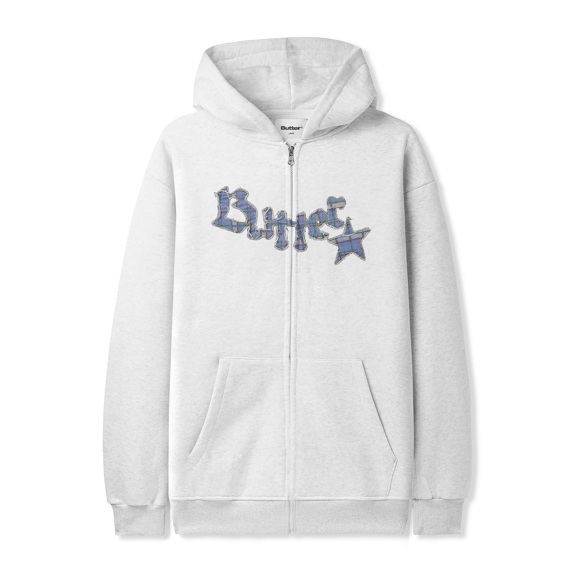 Butter Goods - Edge Applique Zip-Thru Hood - ASH / Grå - Sweatshirts
