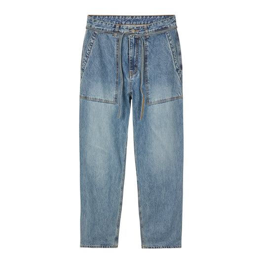 Frizmworks - Denim Wide Fatigue Pants - LIGHT BLUE / Blå - Bukser