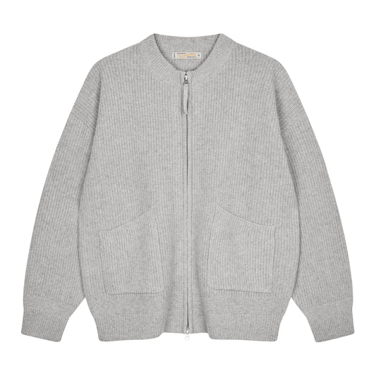 Frizmworks - Wool Deck Zipup Cardigan - LIGHT GREY / Grå - Strik
