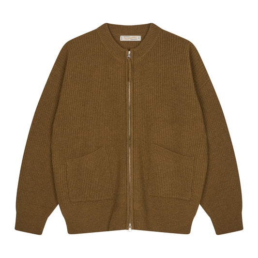 Frizmworks - Wool Deck Zipup Cardigan - CINNAMON / Brun - Strik