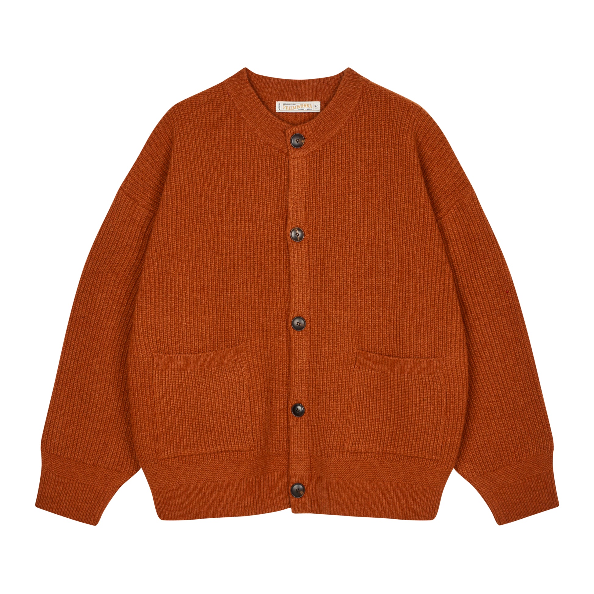 Frizmworks - Heavy Wool Round Cardigan - BRICK / Rød - Strik