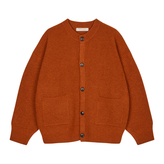 Frizmworks - Heavy Wool Round Cardigan - BRICK / Rød - Strik