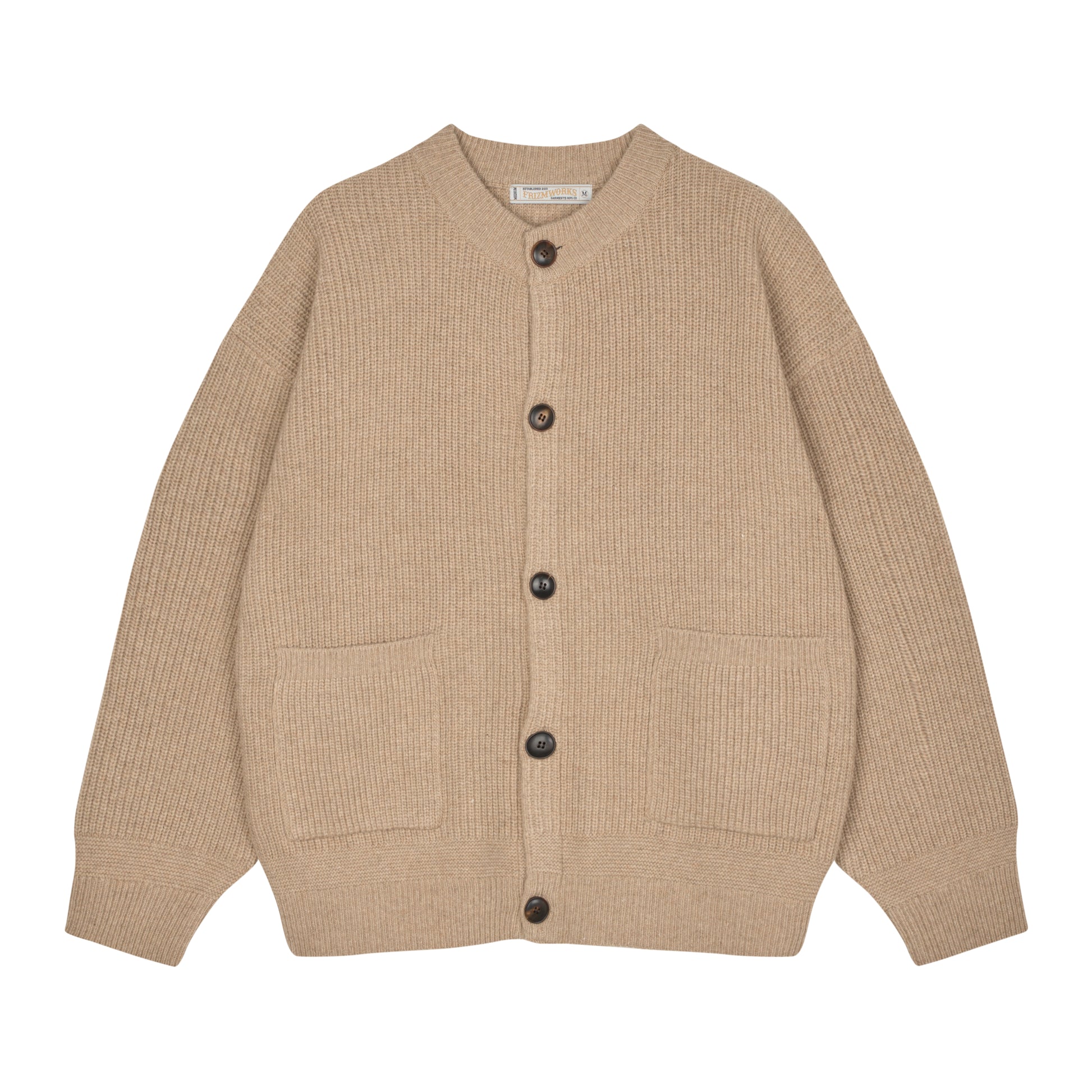 Frizmworks - Heavy Wool Round Cardigan - OATMEAL / Brun - Strik