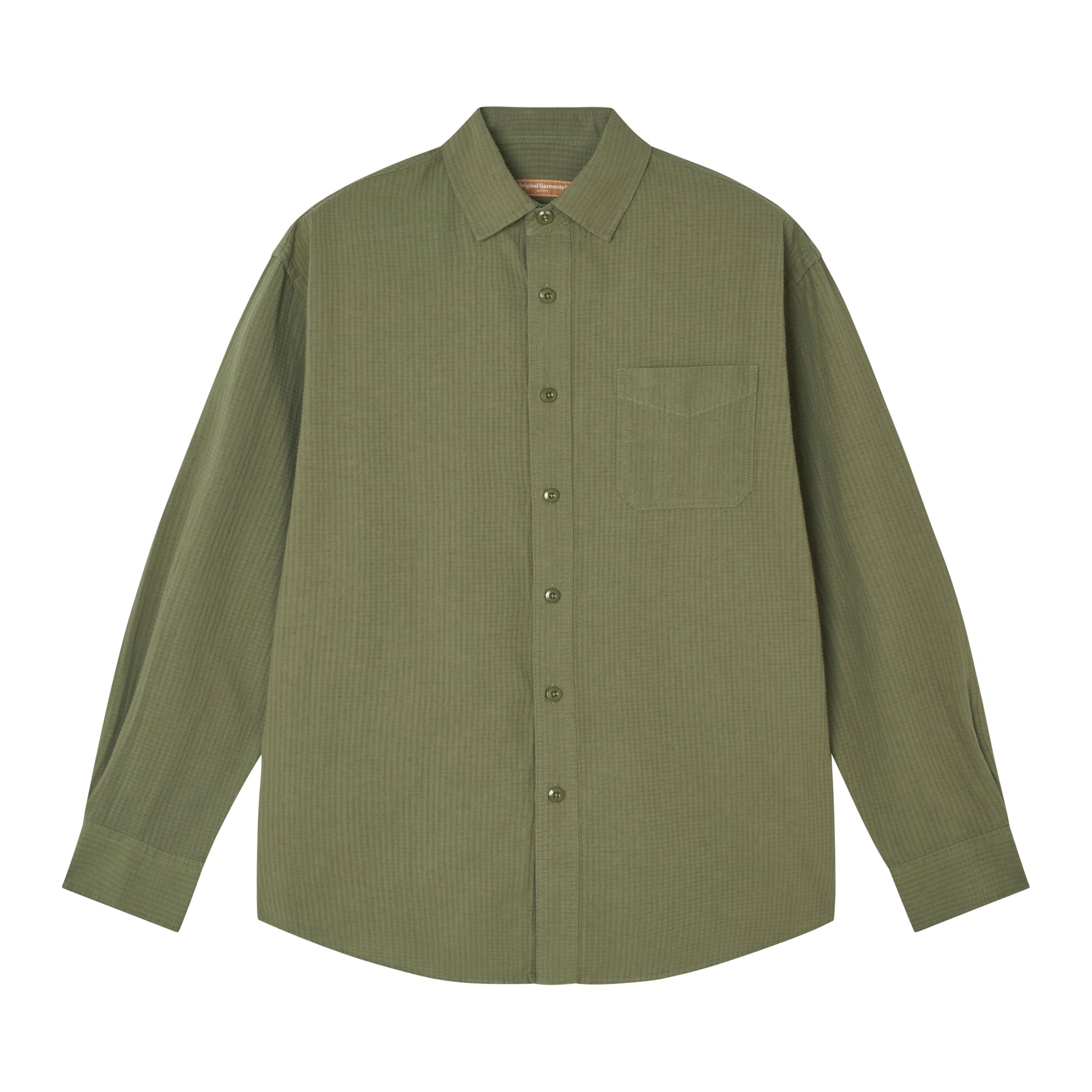 Frizmworks - OG Dobby Weave Seersucker Shirt - OLIVE / Grøn - Skjorter