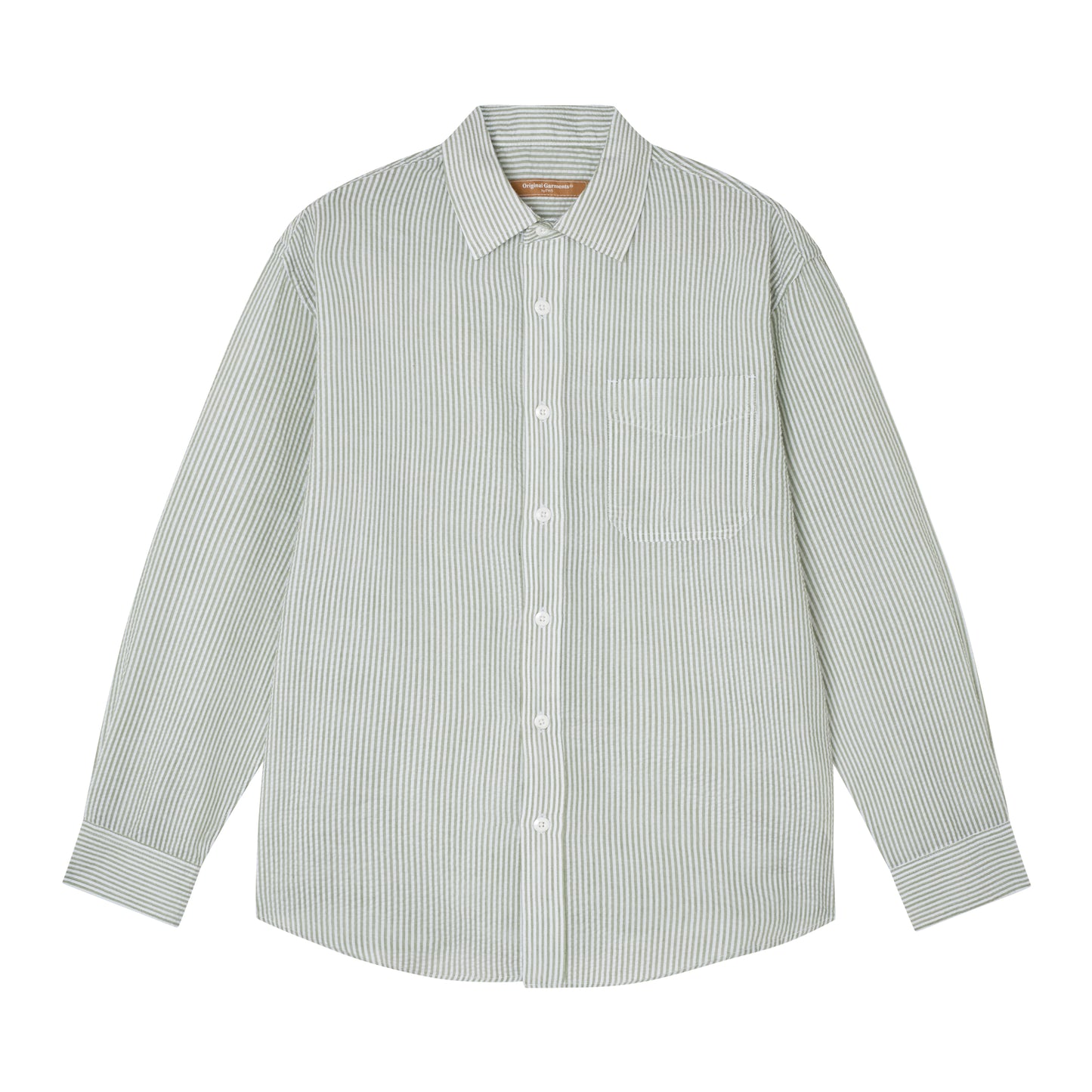 Frizmworks - OG Stripe Seersucker Shirt - GREEN / Grøn||Striber - Skjorter