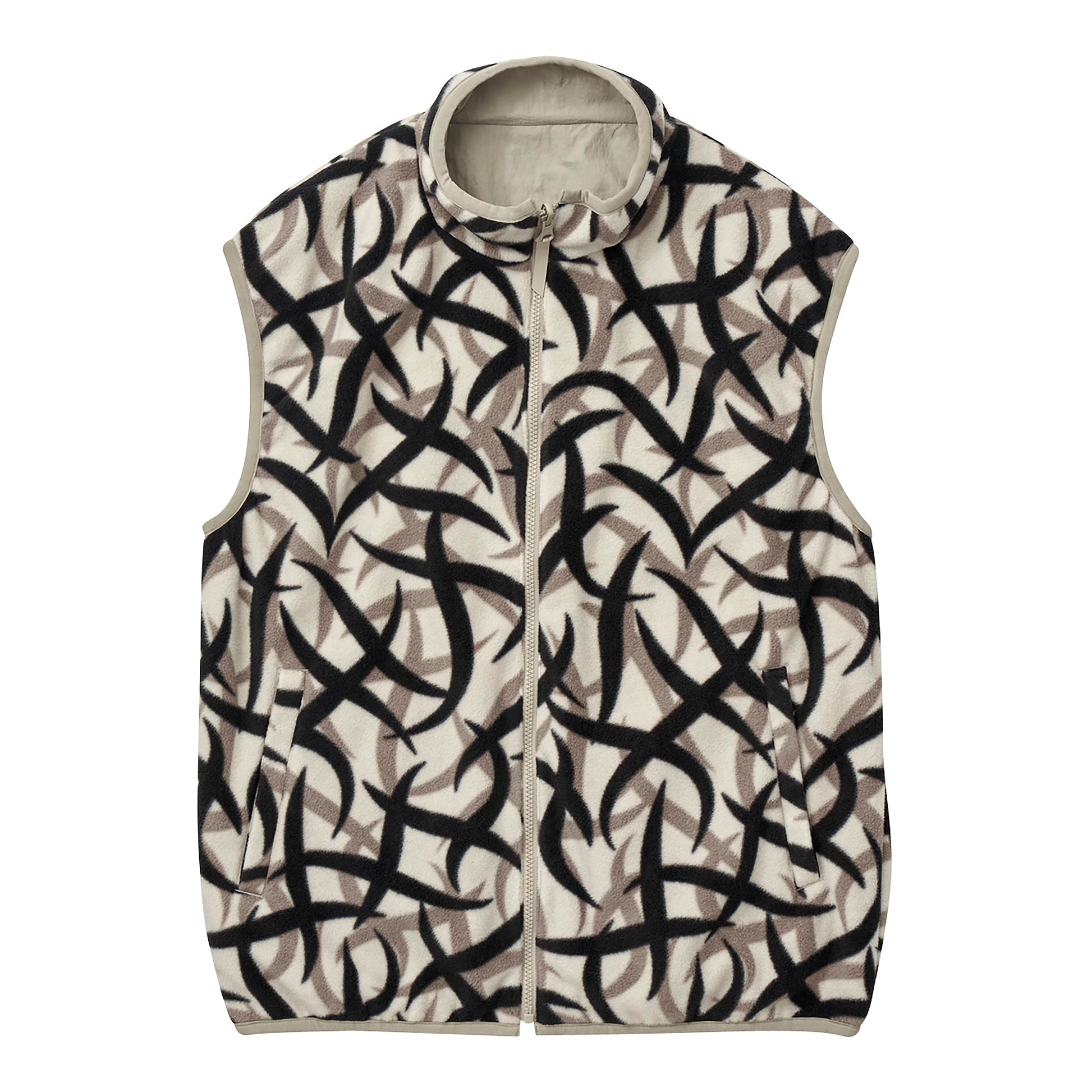 Gramicci - Reversible Fleece Vest - TRIBAL SNOW / Beige||Brun||Mønster - Jakker