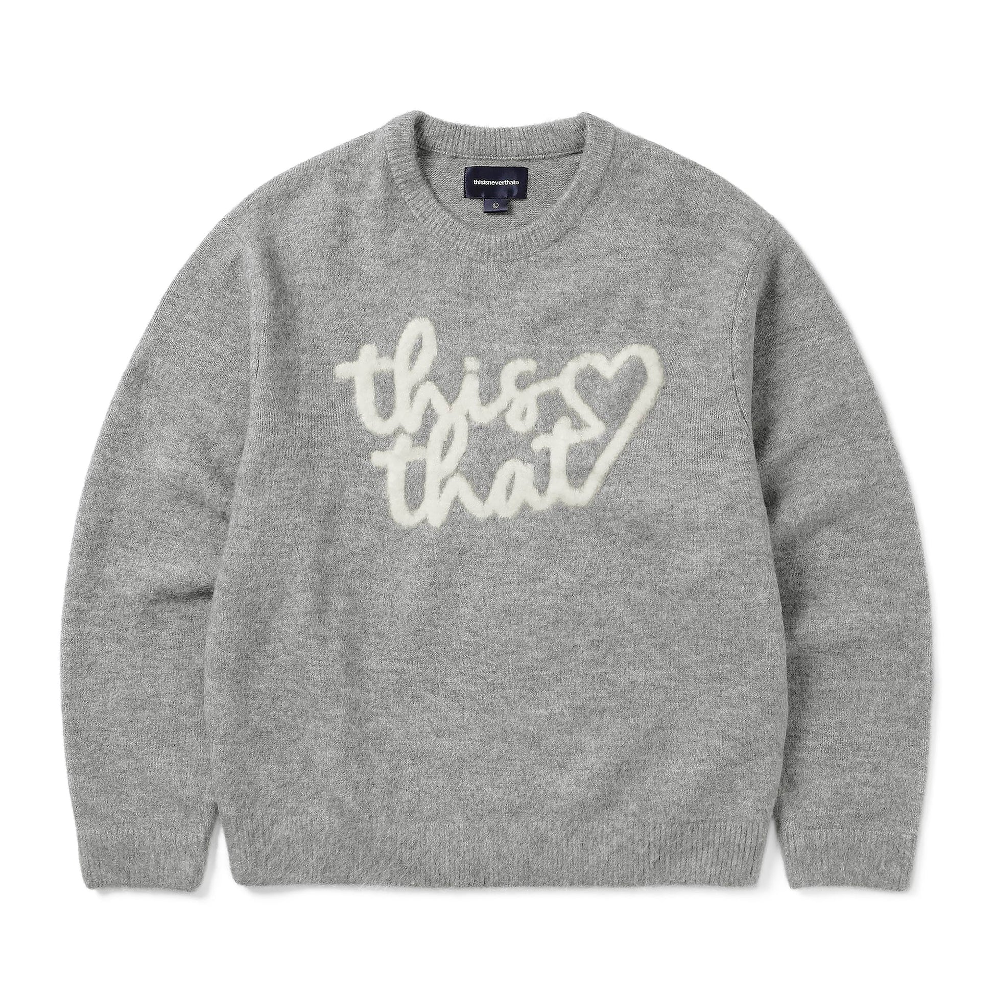 Thisisneverthat - Heart Logo Knit Sweater - HEATHER GREY / Grå - Strik