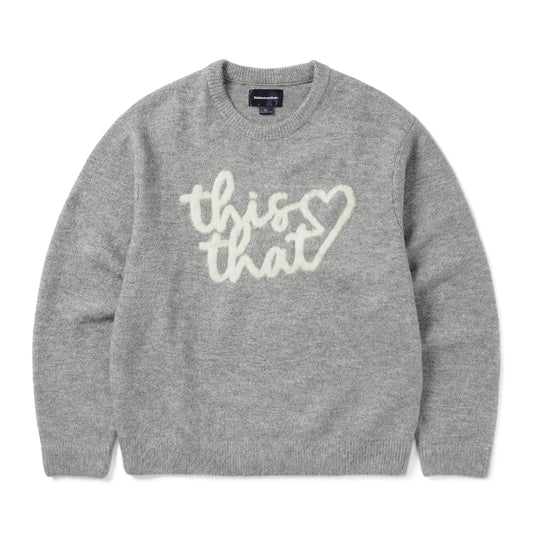 Thisisneverthat - Heart Logo Knit Sweater - HEATHER GREY / Grå - Strik