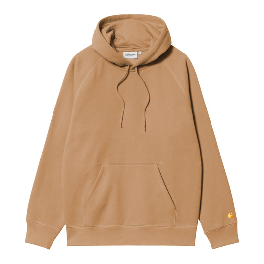 Carhartt WIP Chase Hoodie toffee french terry raglanærmer guld C-logo på ærmet