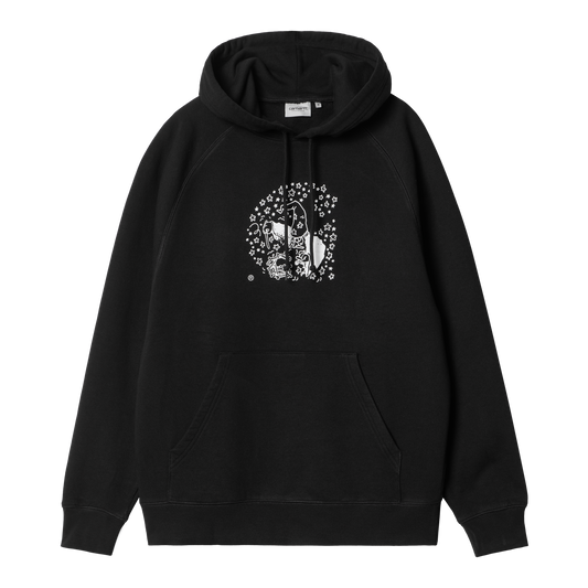 Carhartt WIP hoodie i sort med raglanærmer og grafisk print på brystet