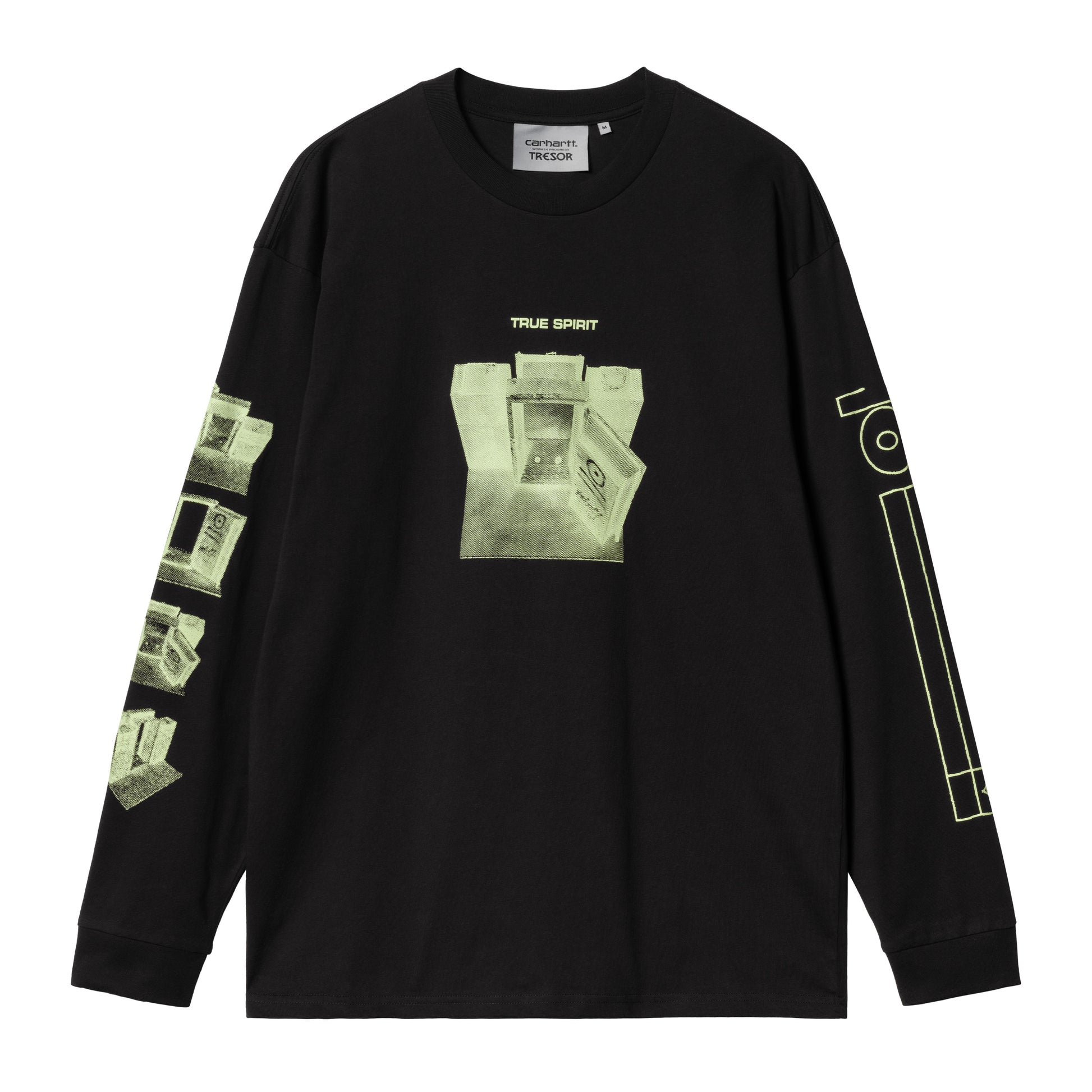 Carhartt WIP - Tresor True Spirit L/S T-Shirt - BLACK / GLOW GREEN / Sort - T-Shirts