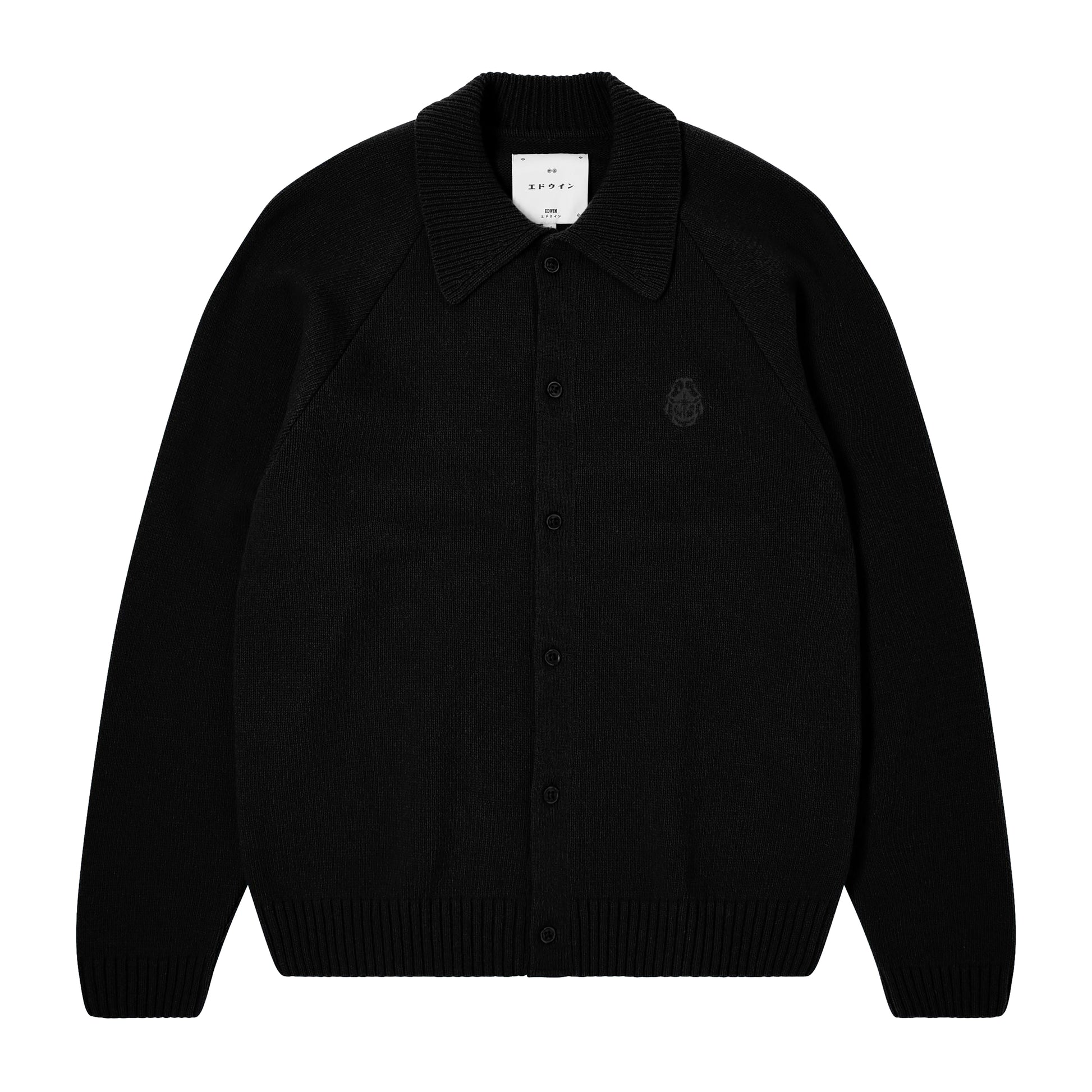 Edwin - Mars Polo Cardigan - BLACK / Sort - Strik