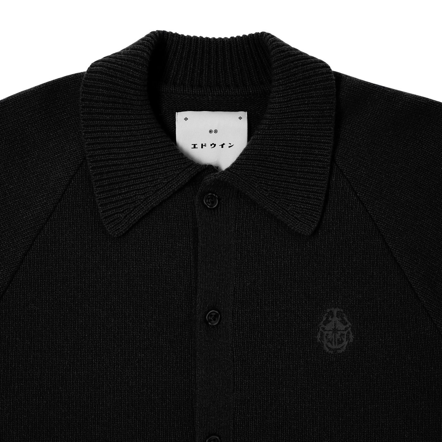 Edwin - Mars Polo Cardigan - BLACK / Sort - Strik