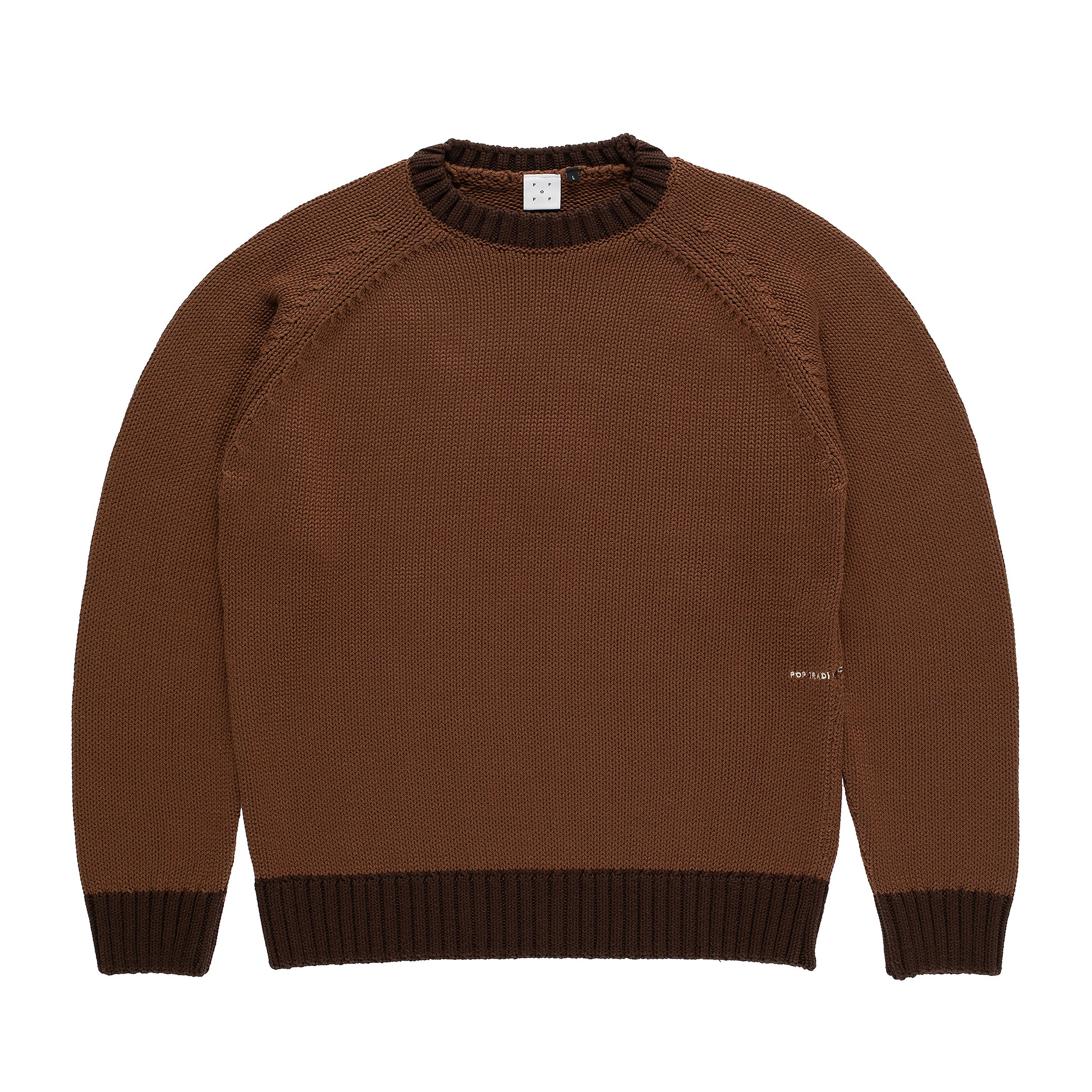 Pop Trading Company - Knitted Logo Crewneck - BISON / Brun - Strik