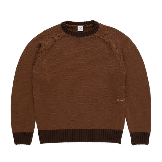 Pop Trading Company - Knitted Logo Crewneck - BISON / Brun - Strik