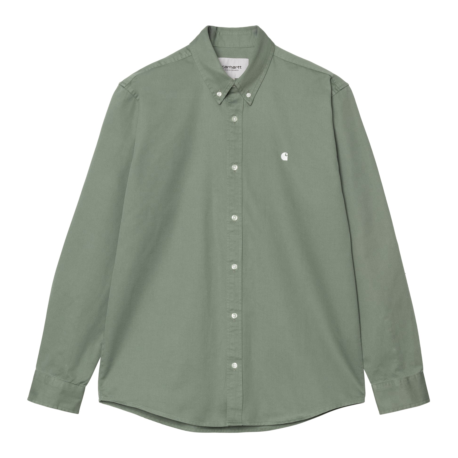 Carhartt WIP - L/S Madison Shirt - PARK / WHITE / Grøn - Skjorter