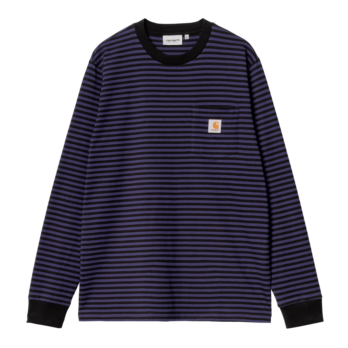 Carhartt WIP - L/S Verner Pocket T-Shirt - BLACK / AURA / Striber||Sort||Lilla - T-Shirts