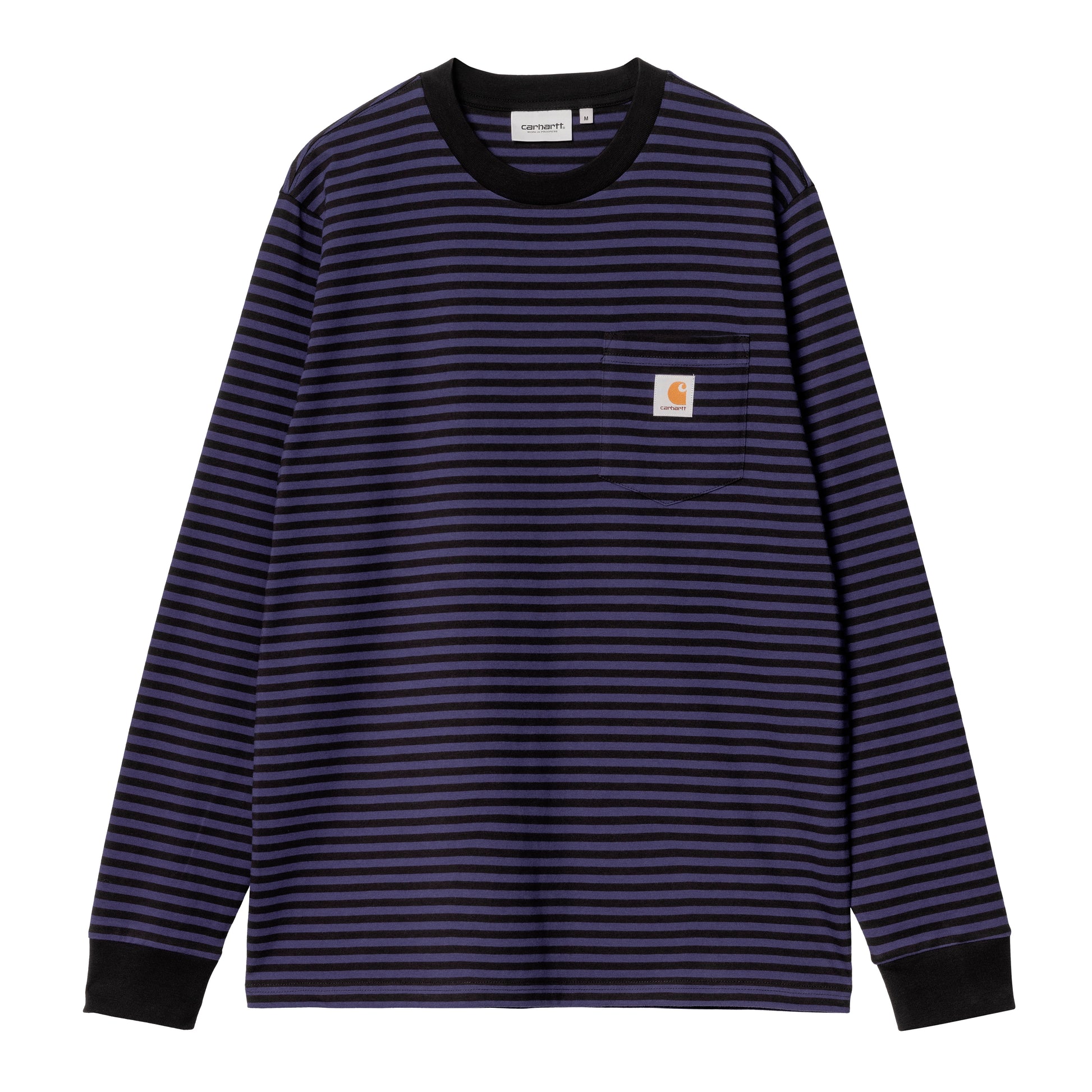Carhartt WIP - L/S Verner Pocket T-Shirt - BLACK / AURA / Striber||Sort||Lilla - T-Shirts