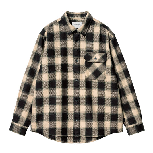 Carhartt WIP - L/S Witten Shirt - WALL / Tern||Beige||Sort - Skjorter
