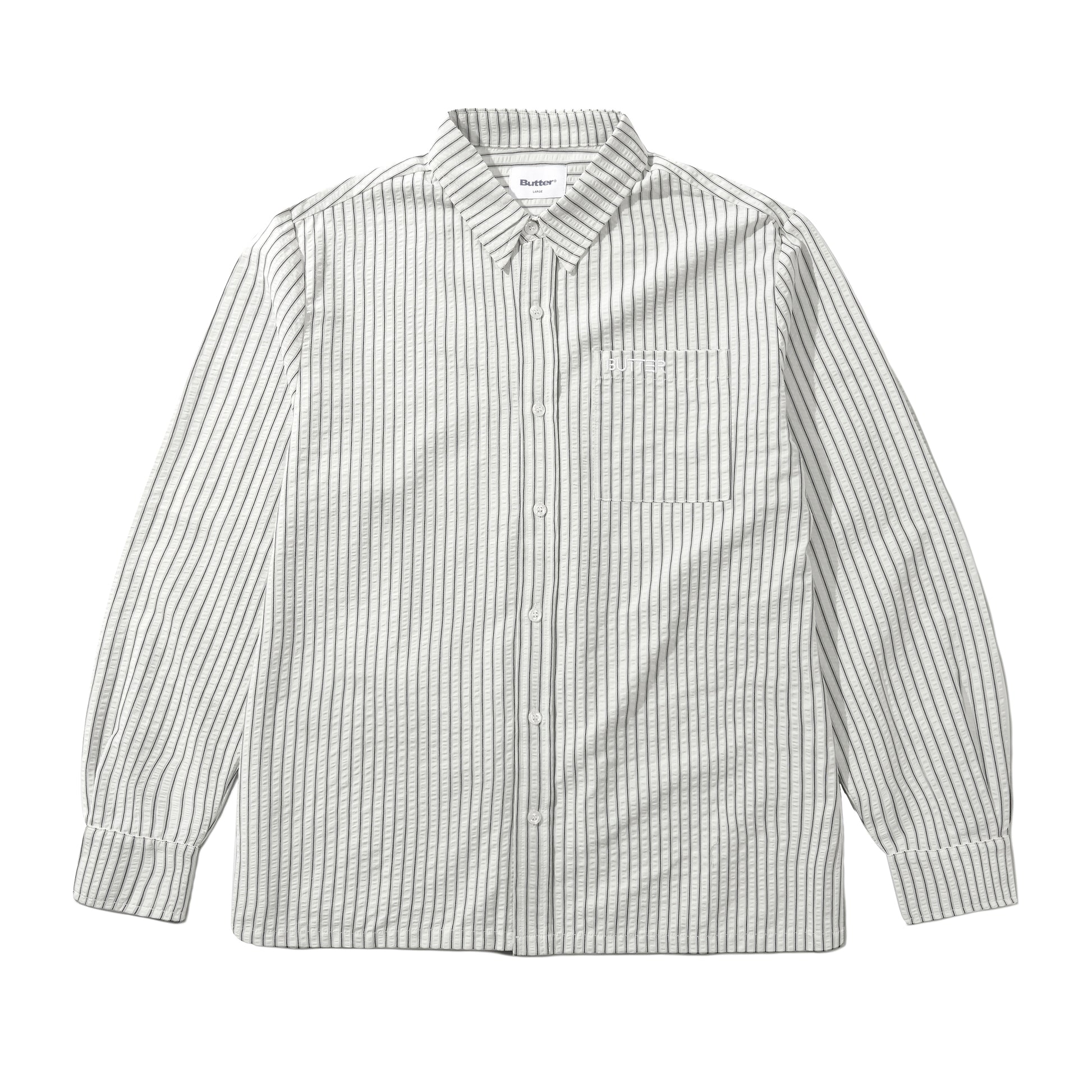 Butter Goods - Lines Shirt - WHITE / Hvid||Striber - Skjorter