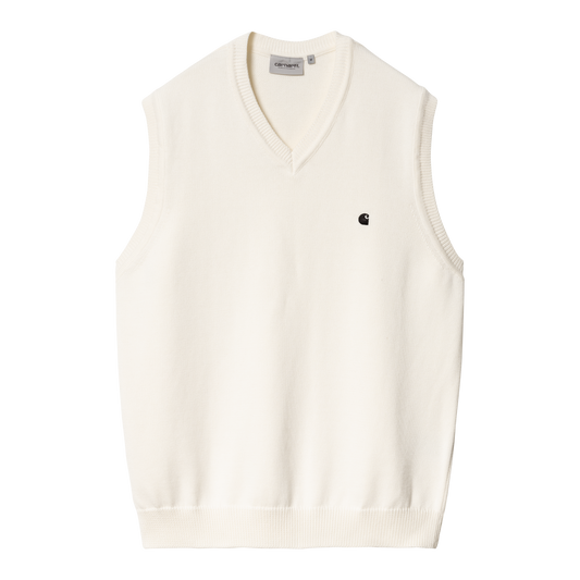 Carhartt WIP sweater vest off-white V-hals strikket kvalitet C-logo på brystet