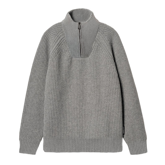 Carhartt WIP - Marlon Half Zip Sweater - GREY HEATHER / Grå - Strik