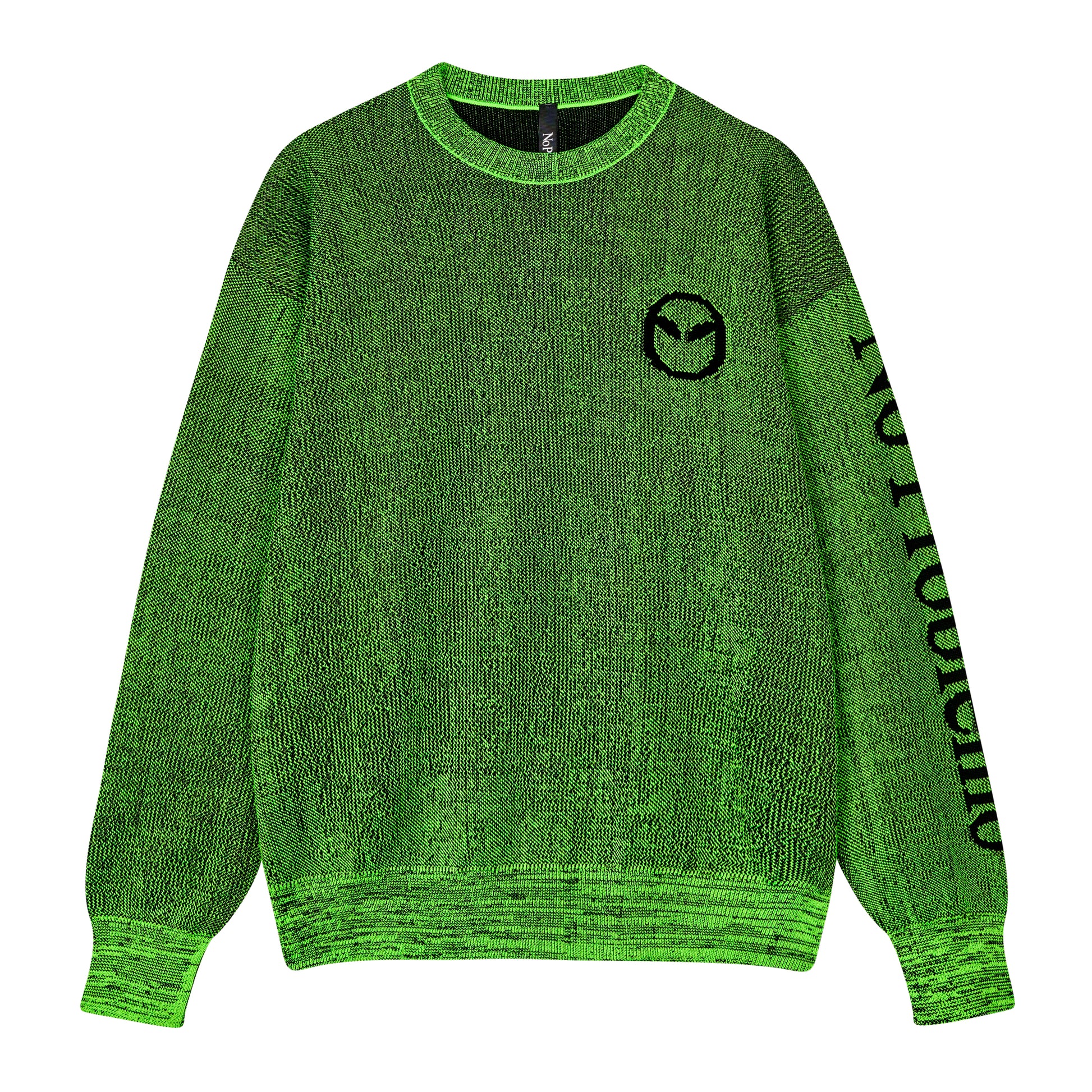 No Problemo - Glitch Alien-O Crew Neck Knit - GREEN / Grøn - Strik