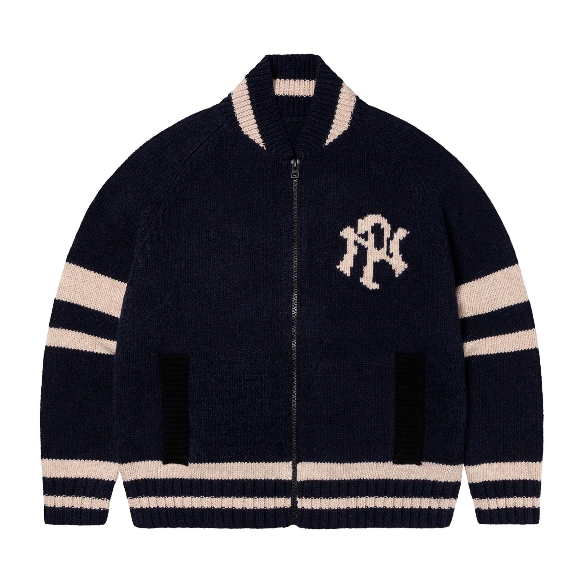 No Problemo - NYP Varsity Zip Thru Knit - NAVY / Blå - Strik