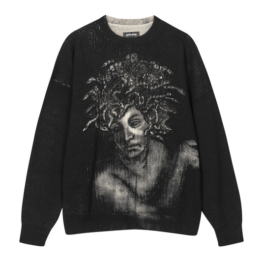 Fucking Awesome - Medusa Sweater - BLACK / OFF WHITE / Sort - Strik