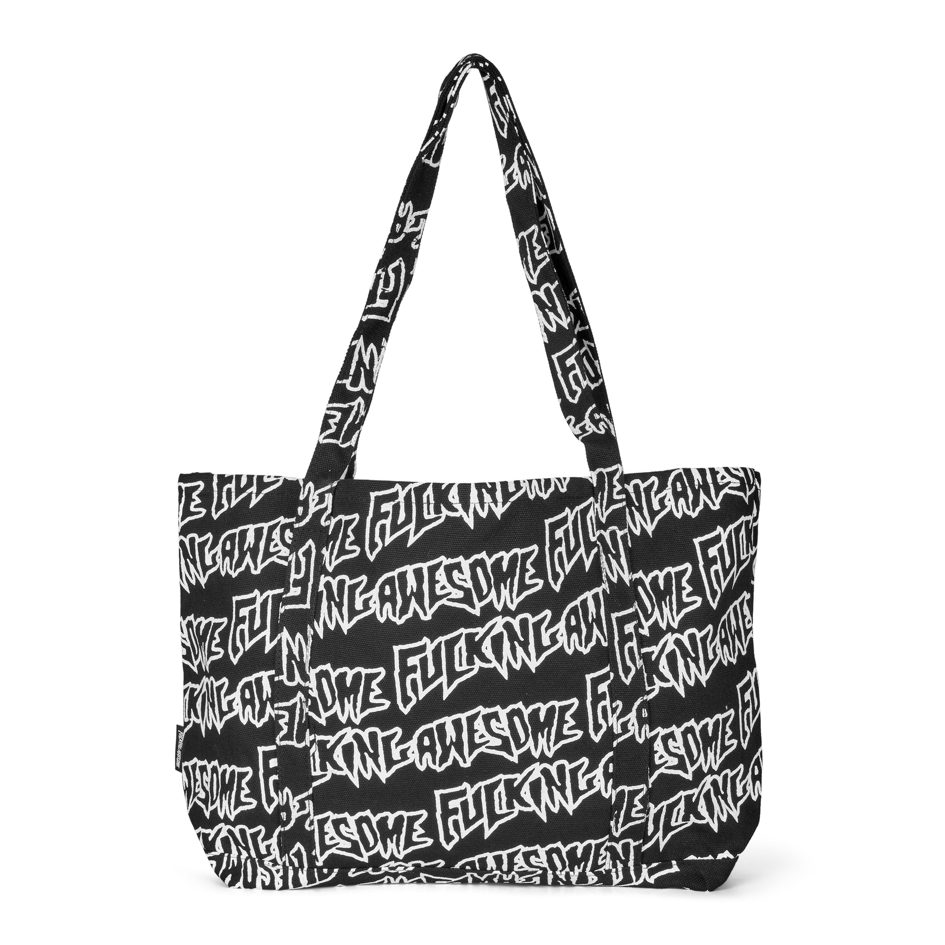 Fucking Awesome - AOP Stamp Logo Tote Bag - BLACK / WHITE / Sort||Hvid - Accessories