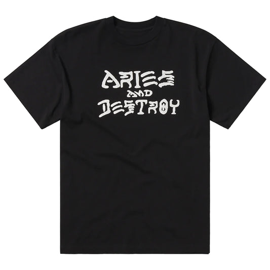 Aries - Vintage Aries & Destroy SS Tee - BLACK / Sort - T-Shirts