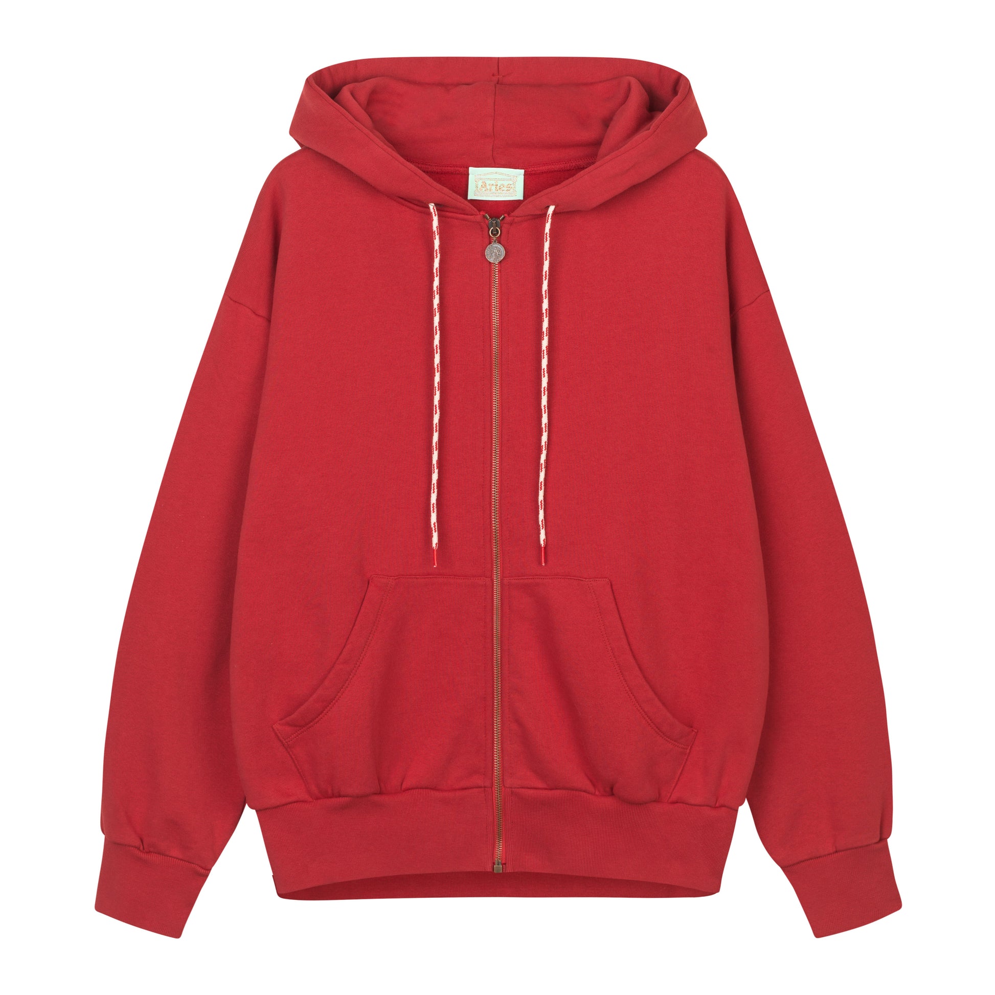 Aries - Temple Zip Through Hoodie - RED / Rød - Sweatshirts