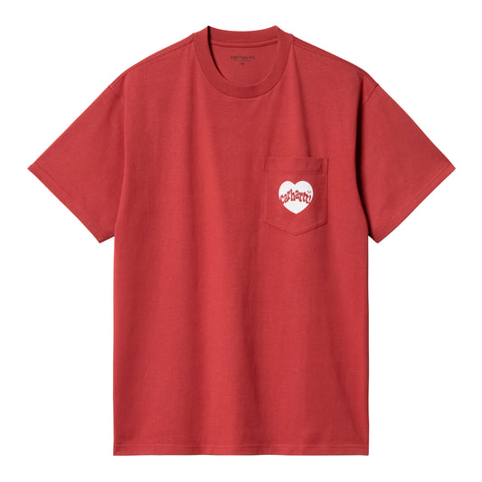 Carhartt WIP - S/S Amour Pocket T-Shirt - TUSCANY / WHITE / Rød - T-Shirts
