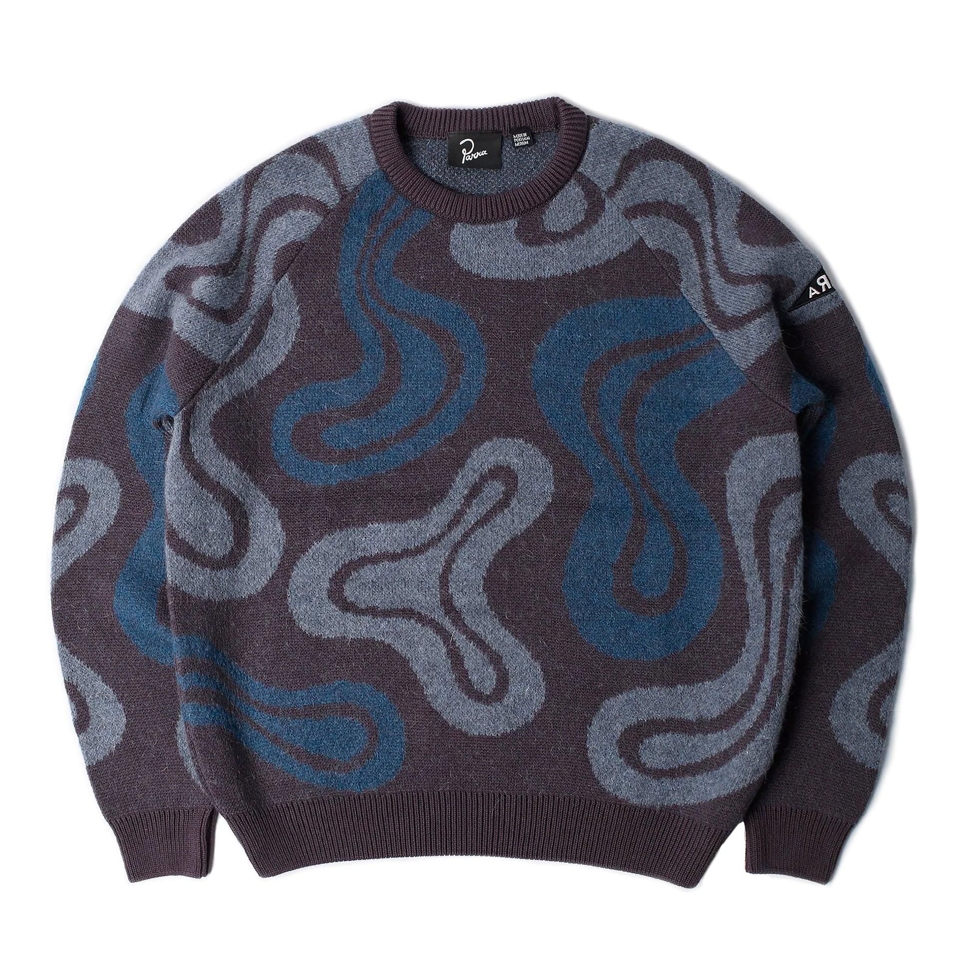 By Parra - Stupid Lava Lamp Knitted Pullover - DARK MAHOGANY / Blå||Brun||Mønster - Strik