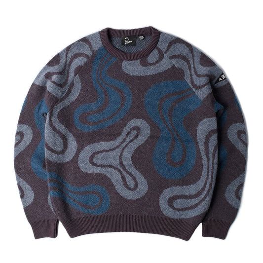 By Parra - Stupid Lava Lamp Knitted Pullover - DARK MAHOGANY / Blå||Brun||Mønster - Strik