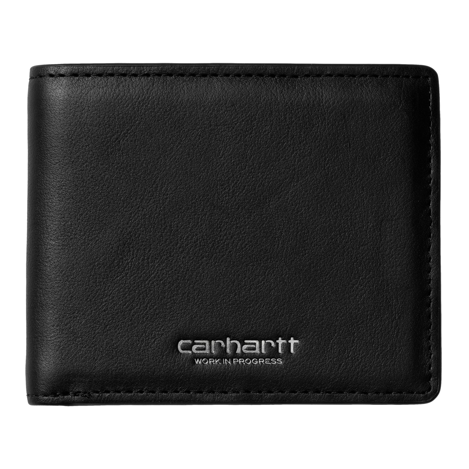 Carhartt WIP bifold wallet sort læder med metal logo-emboss
