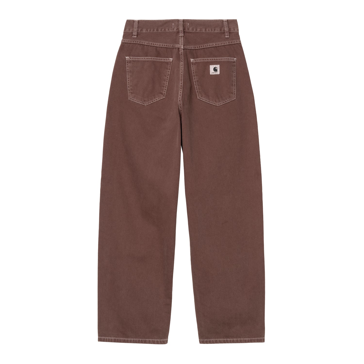 Carhartt WIP bukser i vasket mørk brun denim med relaxed fit og hvid kontrastsyning