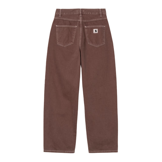 Carhartt WIP bukser i vasket mørk brun denim med relaxed fit og hvid kontrastsyning