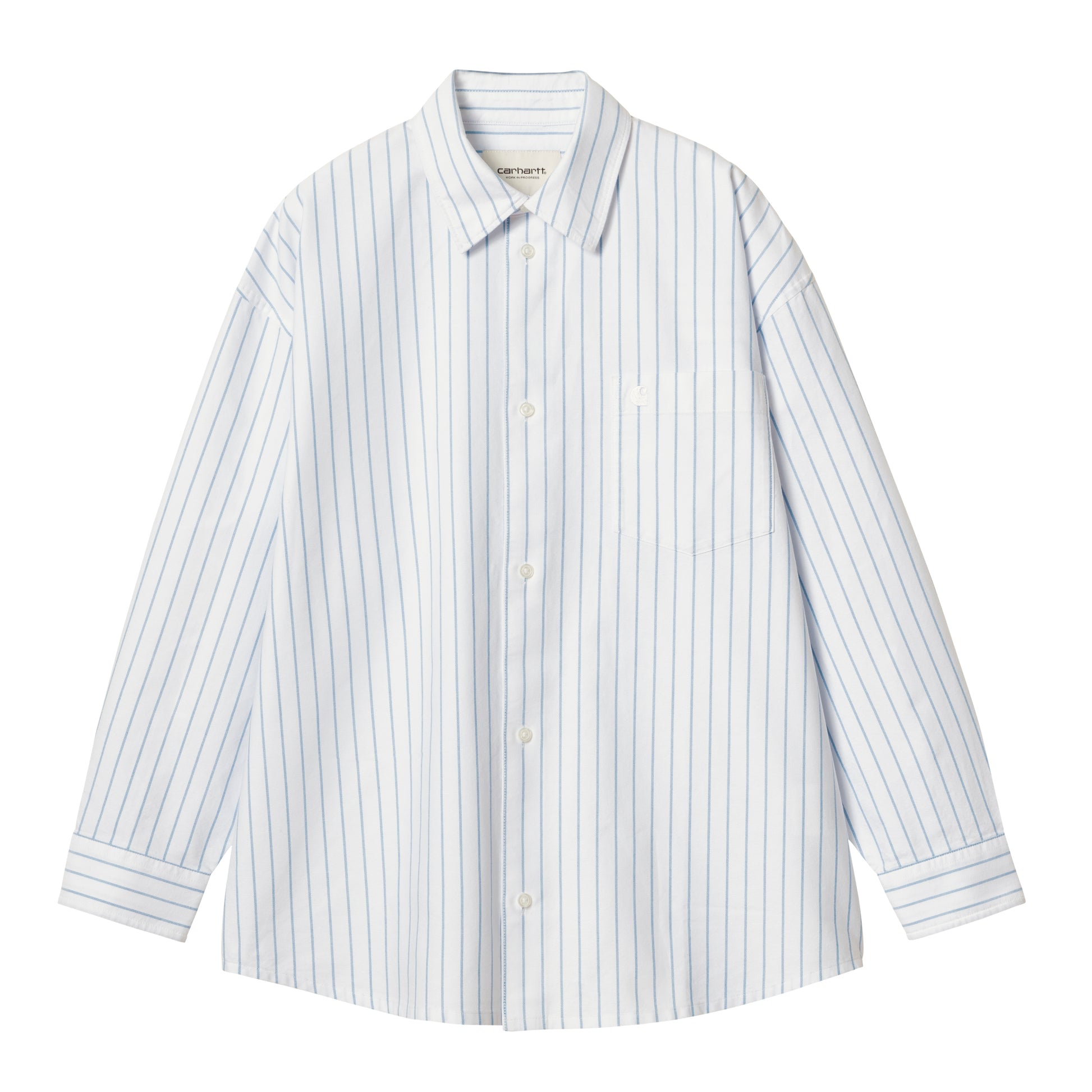 Carhartt WIP - W' L/S Dowlen Shirt - WHITE / WHITE / Hvid||Striber - Skjorter