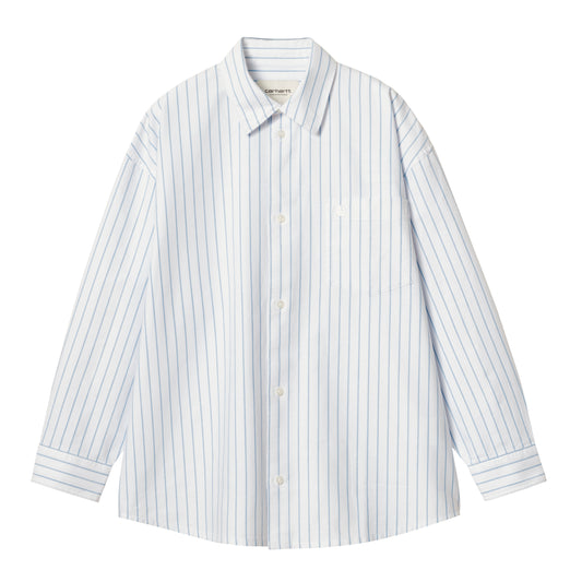 Carhartt WIP - W' L/S Dowlen Shirt - WHITE / WHITE / Hvid||Striber - Skjorter