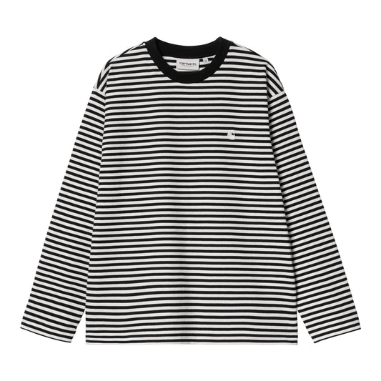 Carhartt WIP - W' L/S Verner T-Shirt - BLACK / WAX / Pink||Striber - T-Shirts