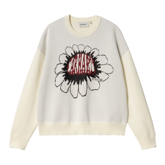 Carhartt WIP - W' Pixel Flower Sweater - WAX / Hvid - Strik