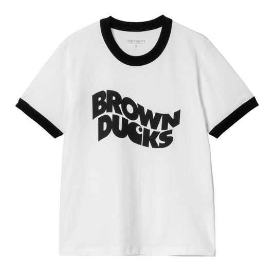 Carhartt WIP - W' S/S Brown Ducks Ringer T-S - WHITE / BLACK / Hvid||Sort - T-Shirts